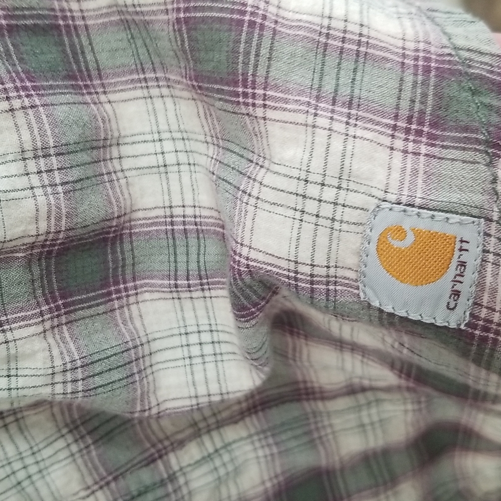 Carhartt Light Weight Button Up Plaid Shirt Size Small - Picture 4 of 9